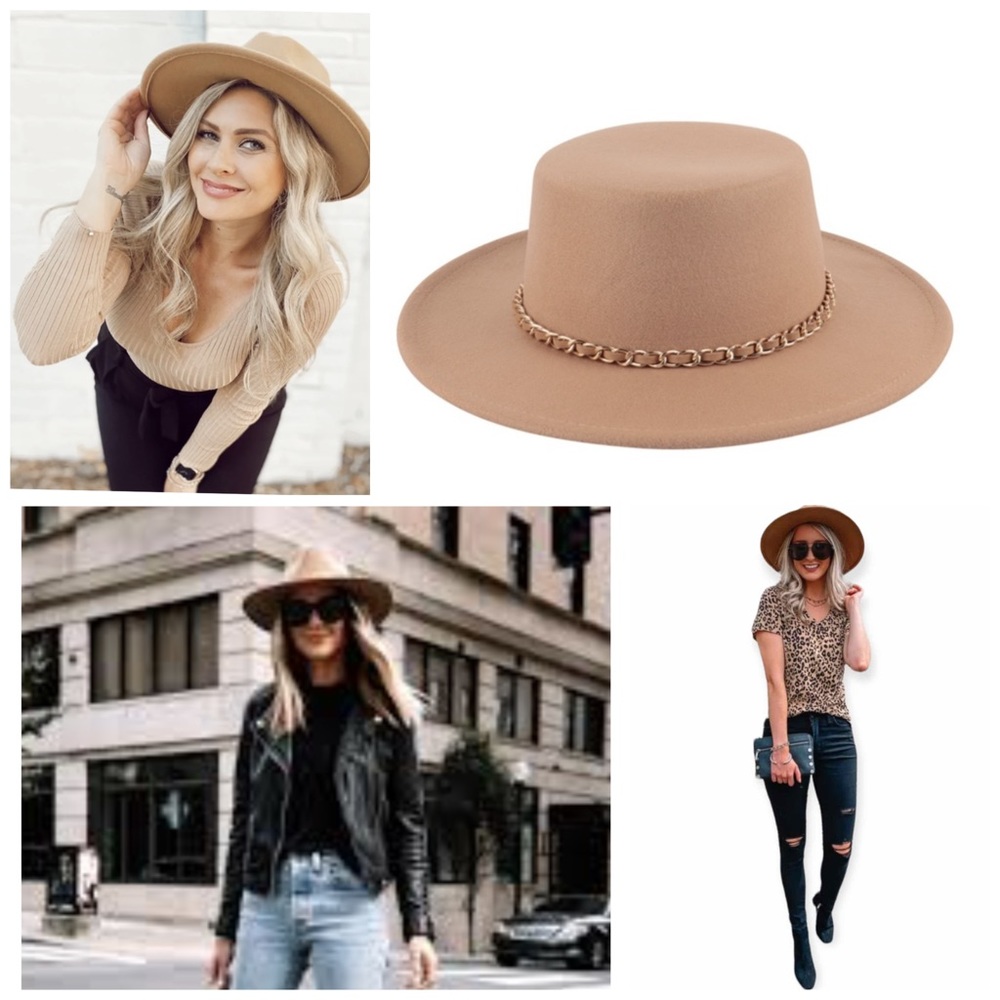 Flat Brim hat with chain accent